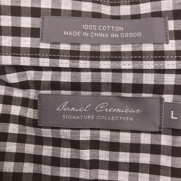 Cremieux Signaure Button Shirt Mens Large Dark Brown Gingham Check Long Sleeve - Picture 7 of 12